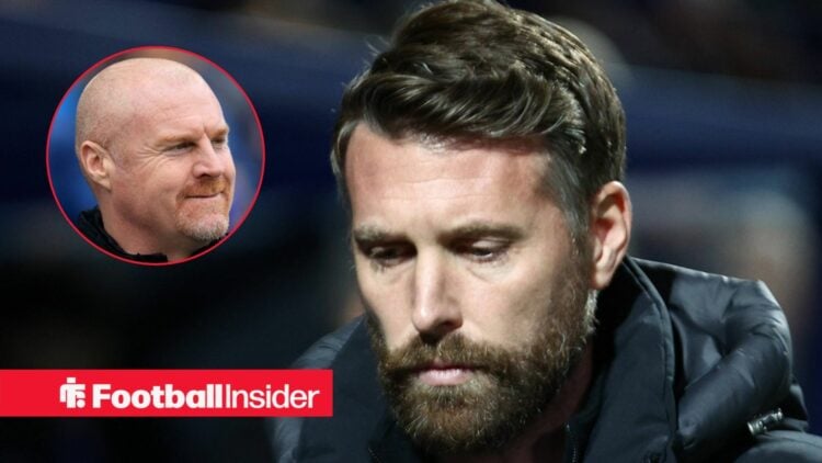 Wolves manager Rob Edwards looks down with Nottingham Forest manager Sean Dyche inset