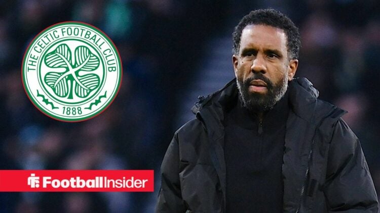 Celtic head coach Wilfried Nancy with Celtic badge inset