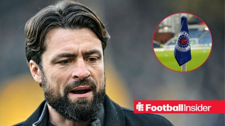 Russell Martin with Ibrox corner flag inset