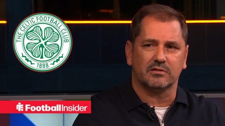 Former Celtic defender Jackie McNamara with Celtic badge inset