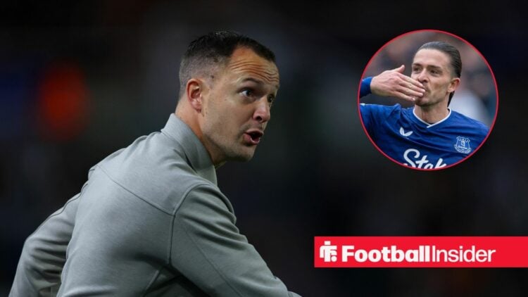 Chris Davies looking at Jack Grealish in circle