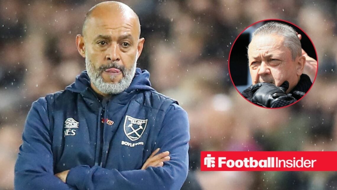 West Ham manager Nuno Espirito Santo with chairman David Sullivan inset