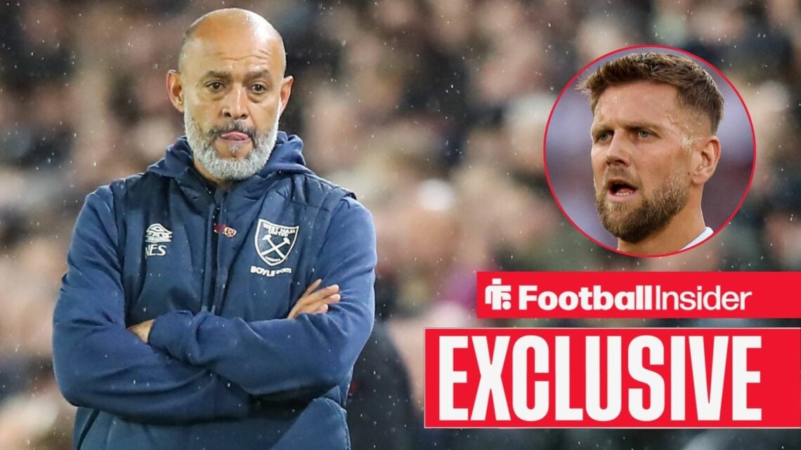 West Ham manager Nuno Espirito Santo with Niclas Fullkrug inset