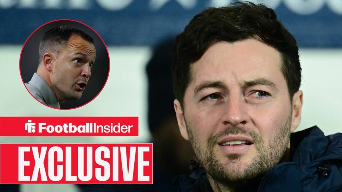 West Brom manager Ryan Mason with Birmingham City manager Chris Davies inset