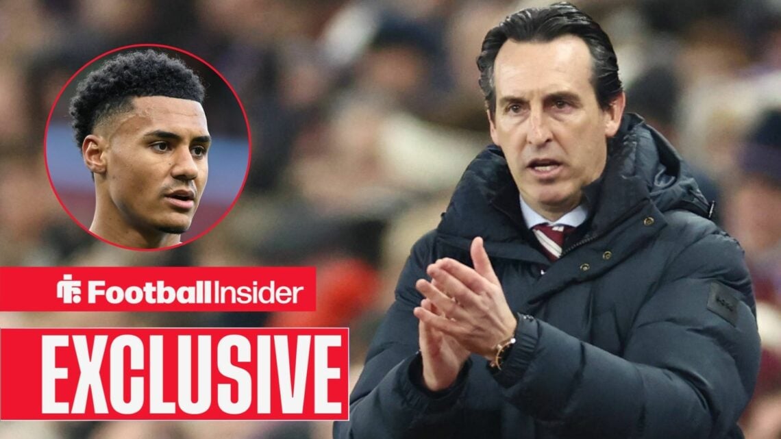 Aston Villa manager Unai Emery claps with Ollie Watkins inset
