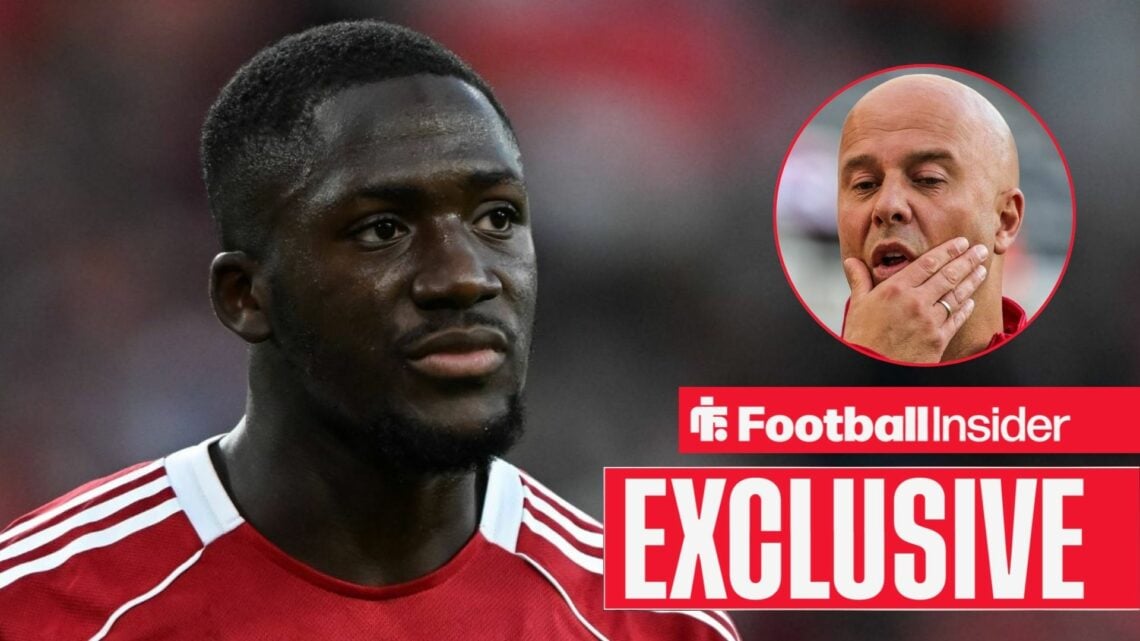 Liverpool defender Ibrahima Konate with Arne Slot inset