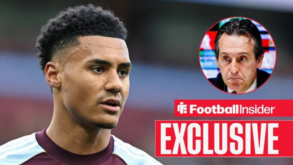 Aston Villa striker Ollie Watkins with Unai Emery inset