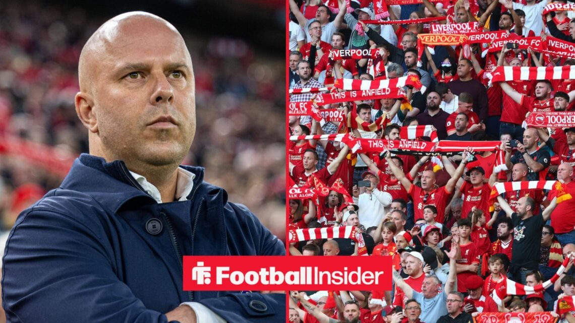 Liverpool manager Arne Slot with Liverpool fans