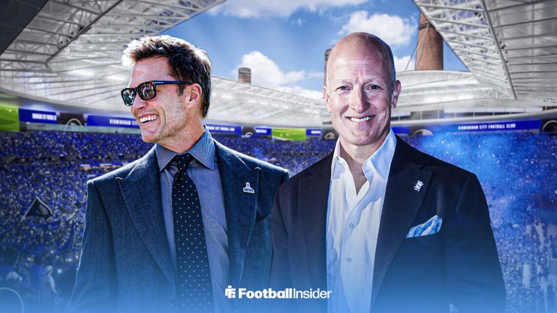 Tom Brady and Tom Wagner at Birmingham's proposed stadium