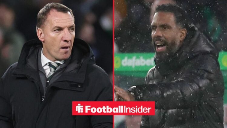 Brendan Rodgers and Wilfried Nancy on the sidelines at Celtic