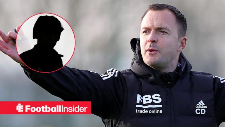 Chris Davies, Lewis Koumas' silhouette in a circular inset