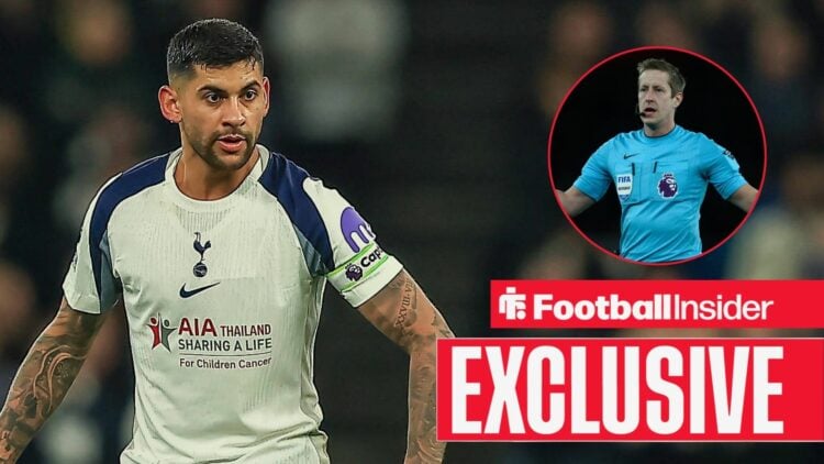 Cristian Romero playing for Tottenham, John Brooks in a circular inset