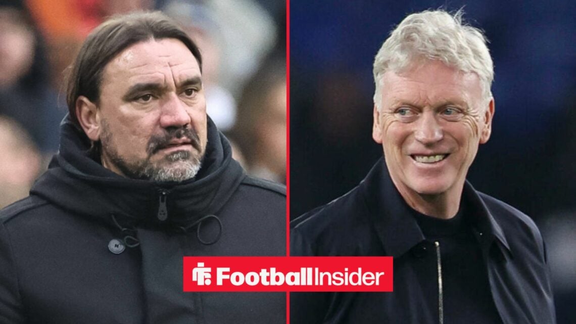 Daniel Farke and David Moyes on the sidelines at Leeds and Everton respectively
