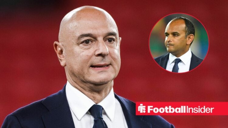 Daniel Levy looking concerned with Vinai Venkatesham included in a circular inset