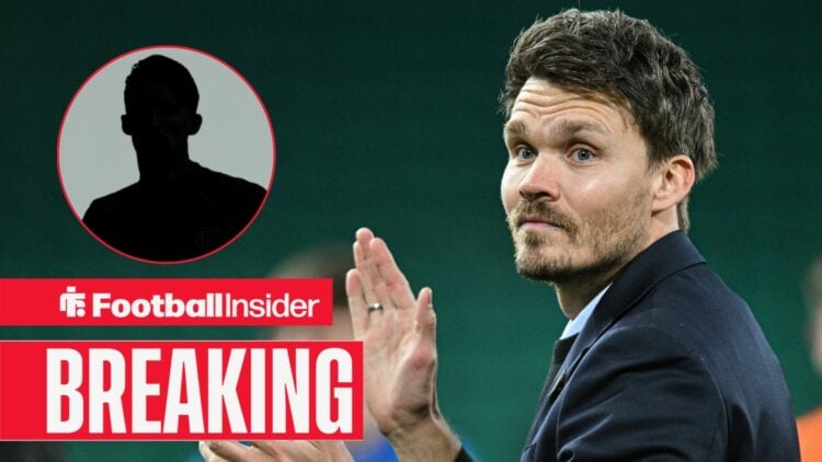 Danny Rohl clapping, Bojan Miovski's silhouette in a circular inset