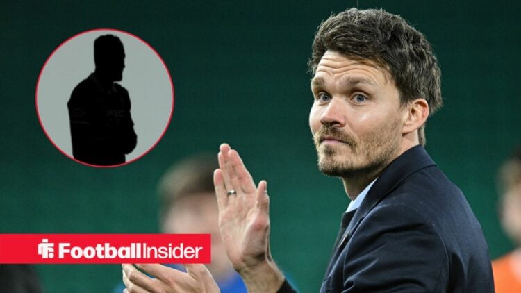 Danny Rohl clapping, Nedim Bajrami's silhouette in a circular inset