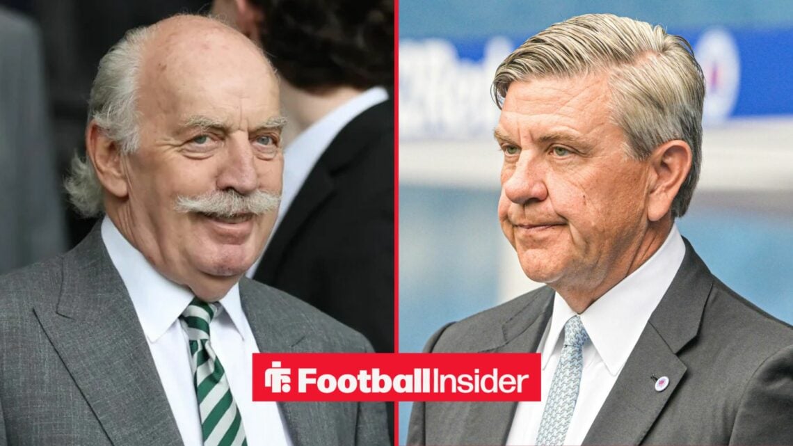 Dermot Desmond smiling alongside Andrew Cavenagh looking disappointed