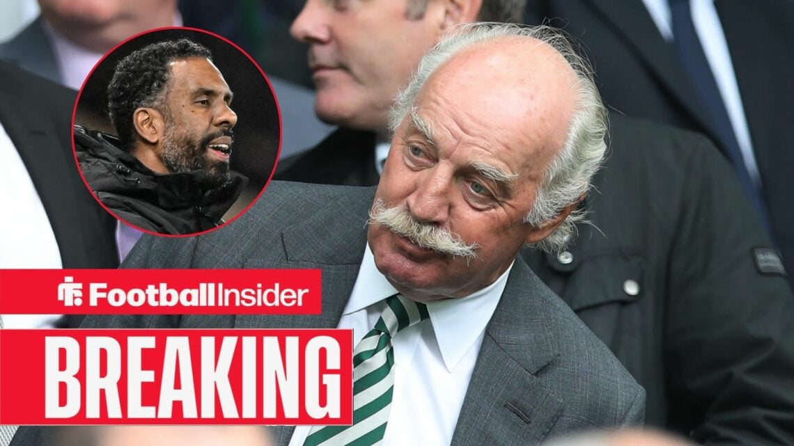 Celtic owner Dermot Desmond with Wilfried Nancy included in a circular inset