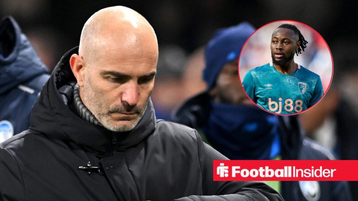 Enzo Maresca looking down, Antoine Semenyo in a circular inset