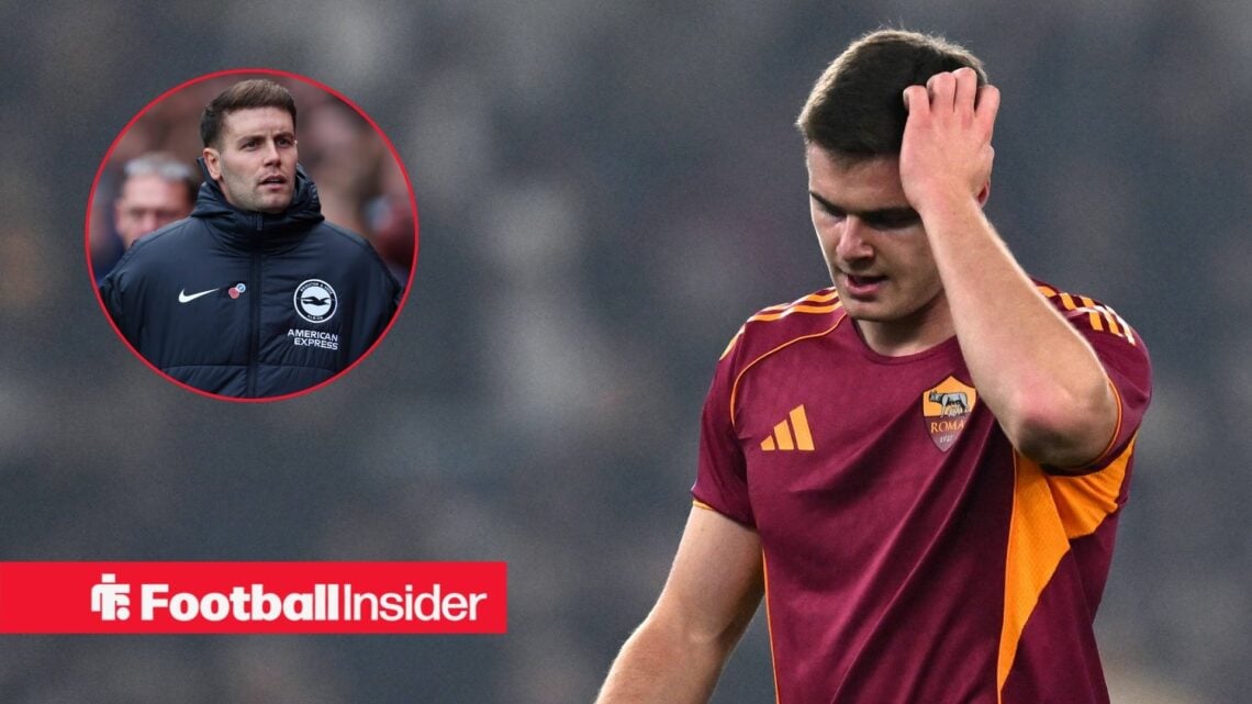 Evan Ferguson disappointed, Fabian Hurzeler in a circular inset