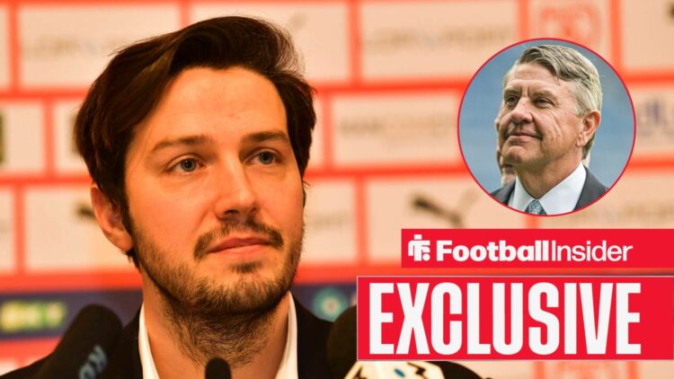 Gauthier Ganaye in a press conference on the left with Rangers Andrew Cavenagh smiling on the right