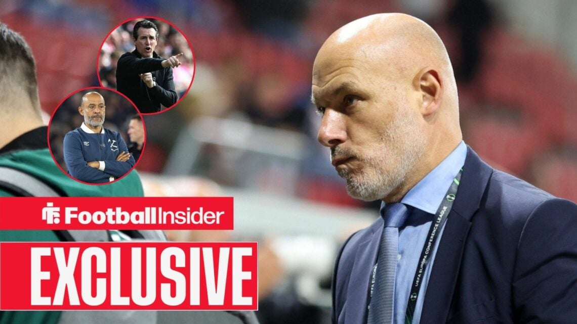 Howard Webb pitch-side, Nuno Espirito Santo and Unai Emery in circular insets