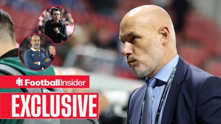 Howard Webb pitch-side, Nuno Espirito Santo and Unai Emery in circular insets