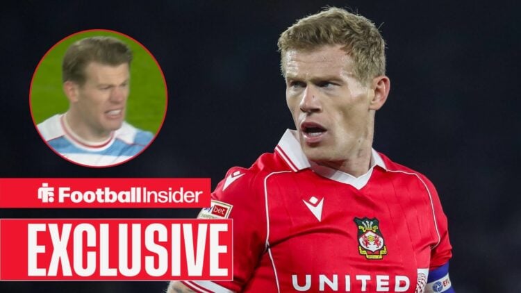 Football Insider exclusive as James McClean is in action during a game for Wrexham.