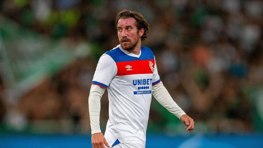 Rangers midfielder Joe Rothwell glances behind him during a game.