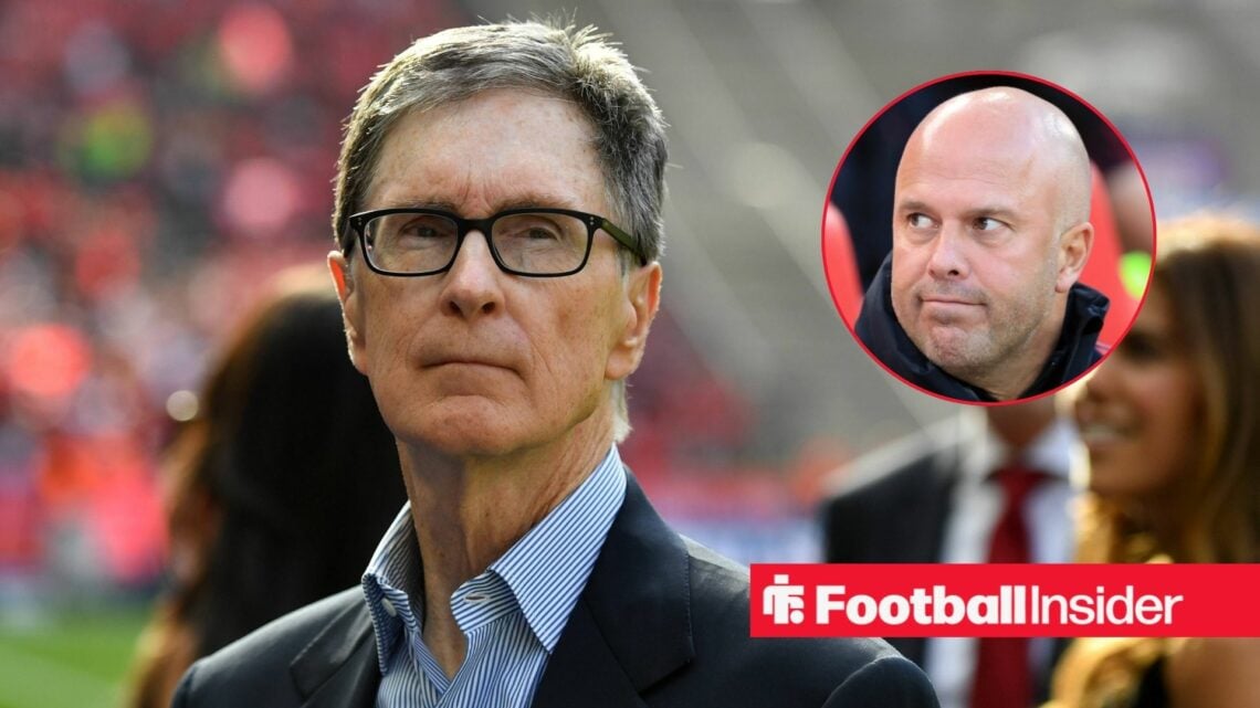 John Henry looking serious with Arne Slot included in a circular inset