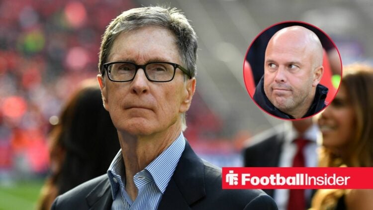 John Henry looking serious with Arne Slot included in a circular inset