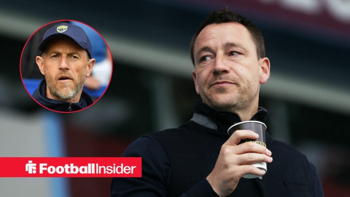 John Terry in the stands at Aston Villa, with Gary Rowett in a circular inset