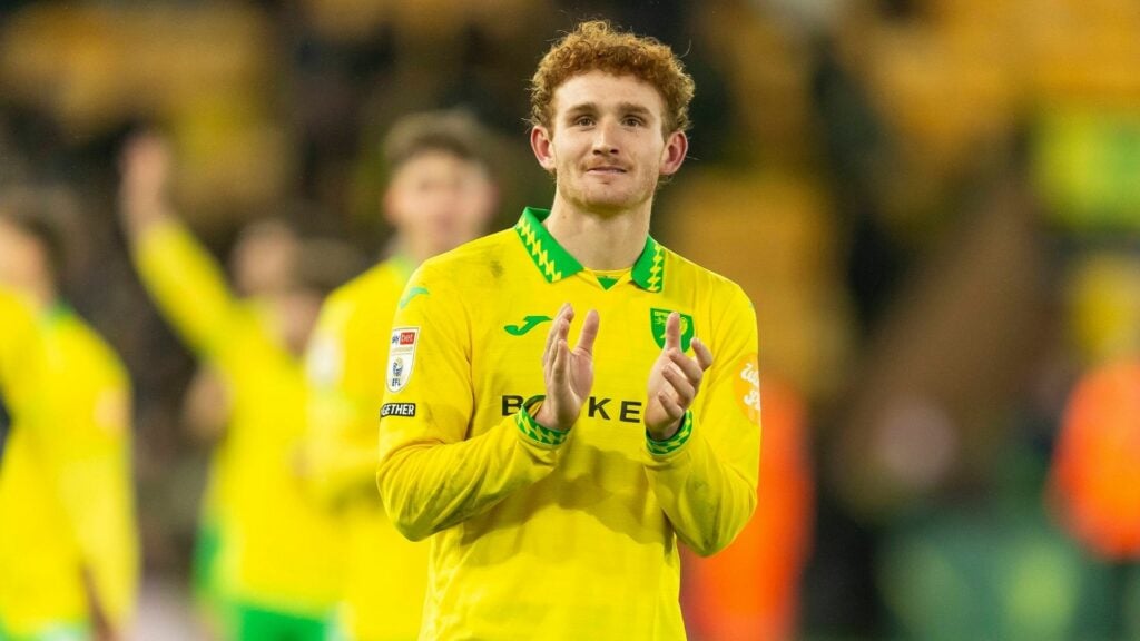 Josh Sargent applauding at Norwich City