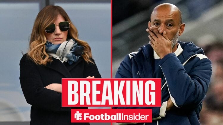Karren Brady with her arms folded alongside Nuno Espirito Santo with his hand over his mouth