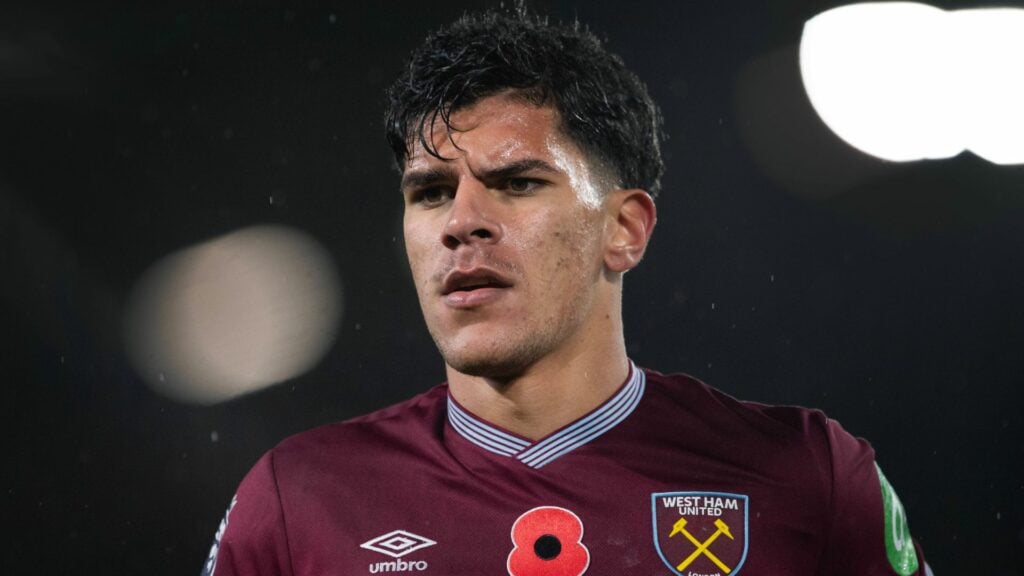 Mateus Fernandes looking focused for West Ham