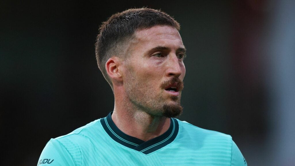 Matt Doherty in blue Wolves kit