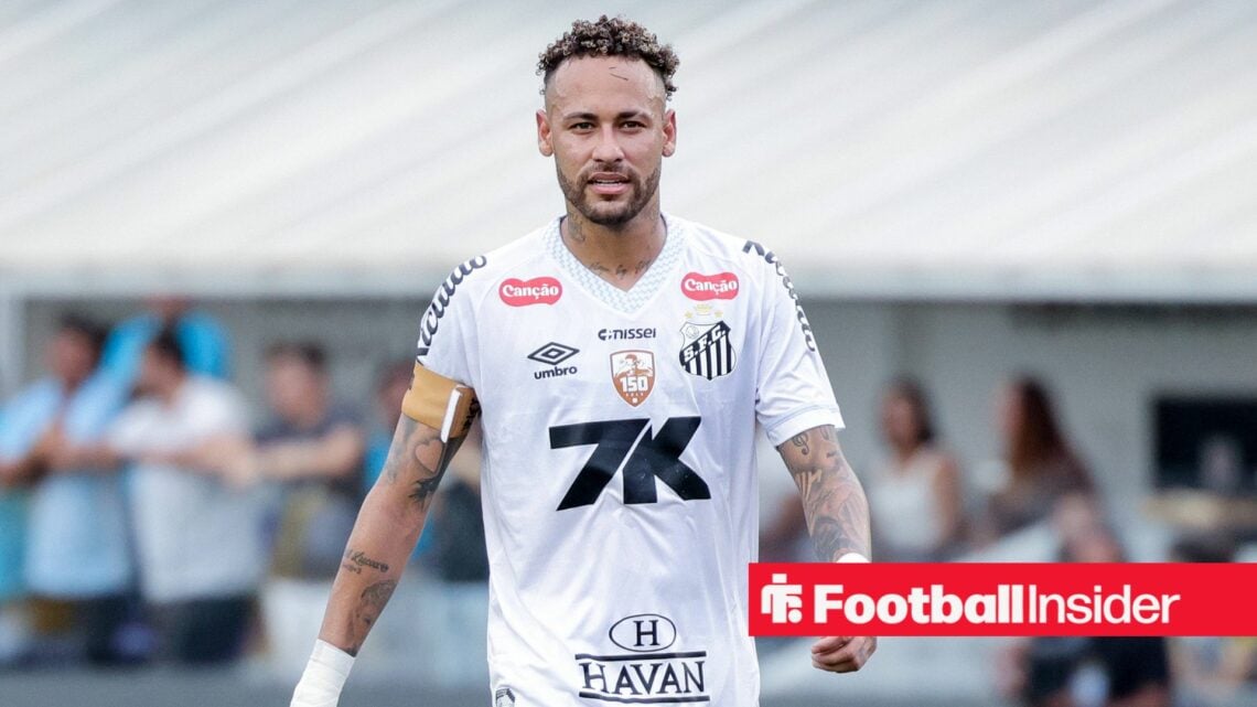 Neymar in action during a game for his boyhood club Santos.