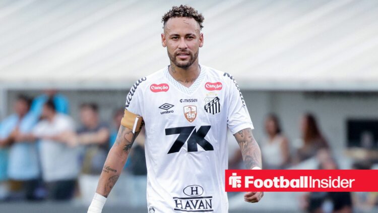 Neymar in action during a game for his boyhood club Santos.