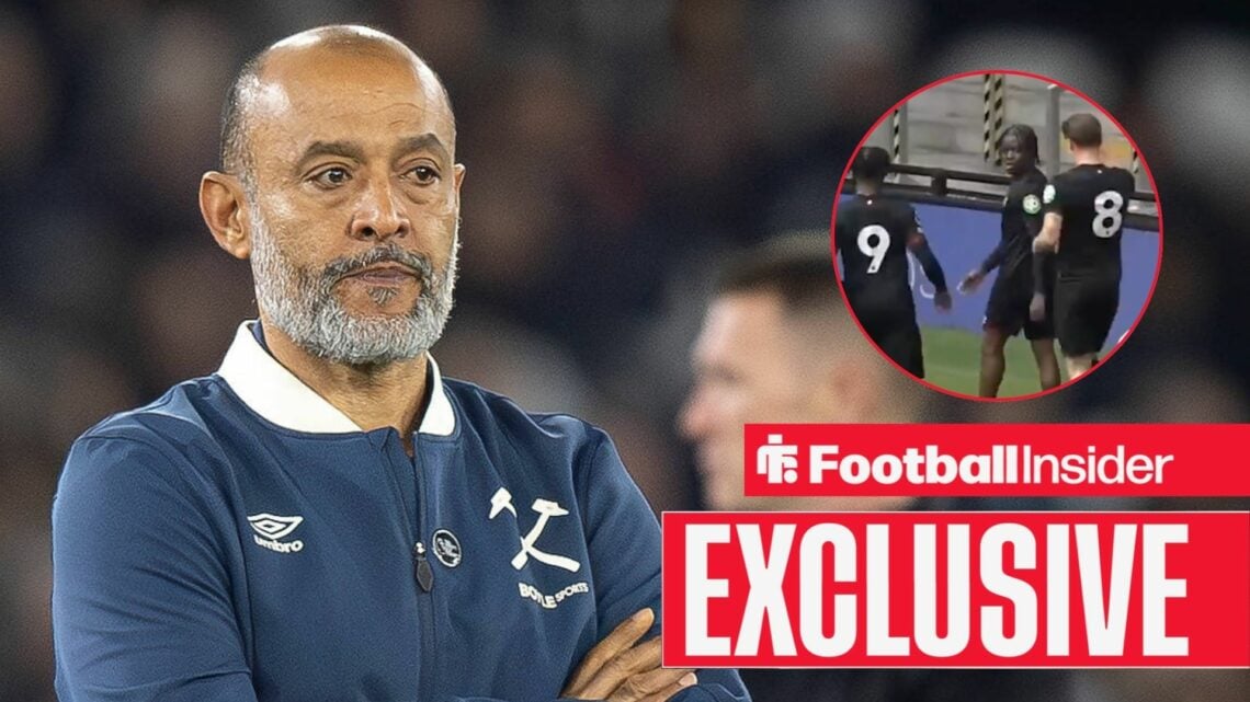 Nuno Espirito as West Ham manager, Emeka Adiele in a circular inset