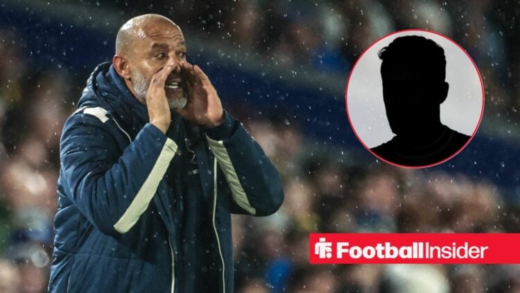 Nuno Espirito Santo shouting on the sidelines, Max Kilman's silhouette in a circular inset