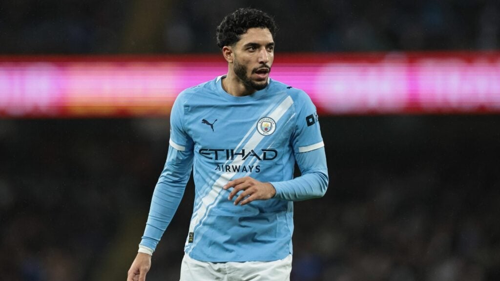 Omar Marmoush in action for Man City