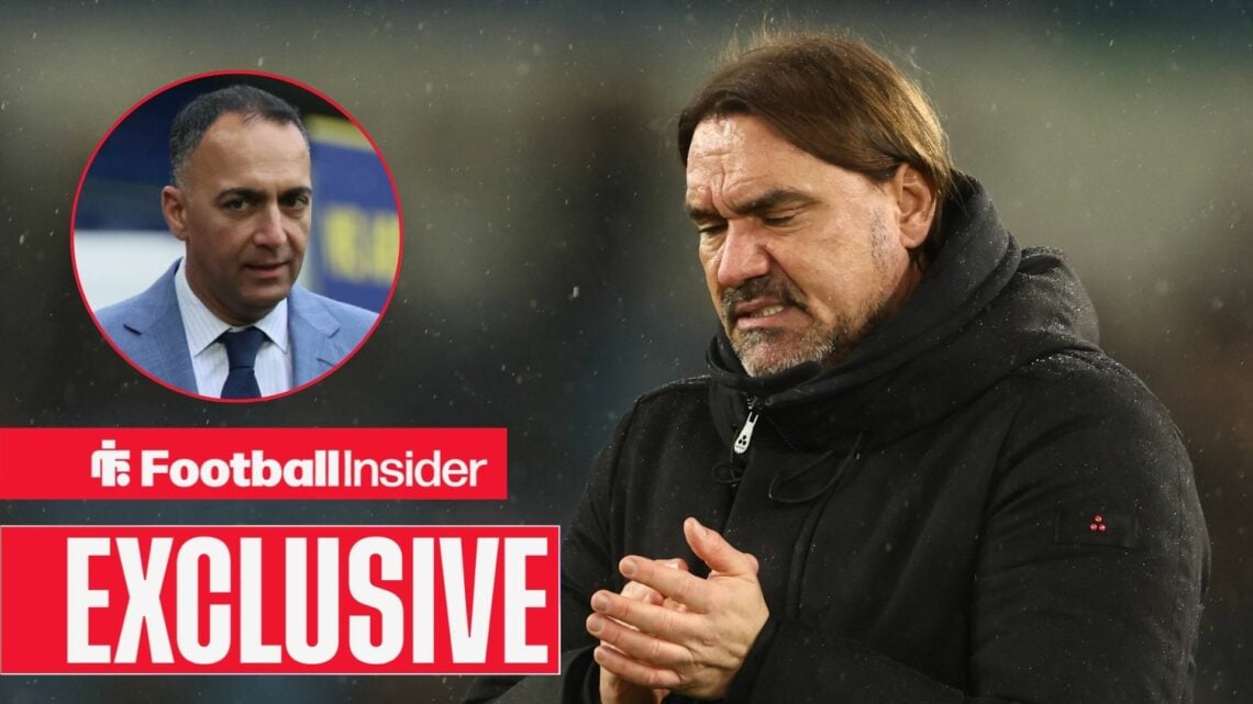 Paraag Marathe looking serious on the left with Daniel Farke grimacing on the right for Leeds