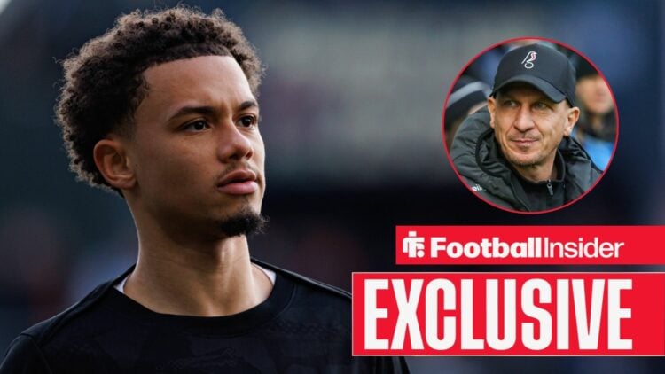 Ranel Young playing for Liverpool, Gerhard Struber in a circular inset