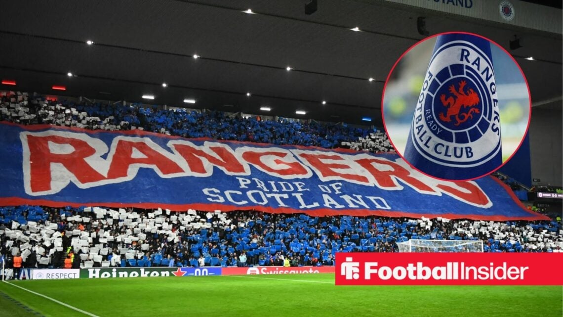 Rangers fans hold up a display at Ibrox.