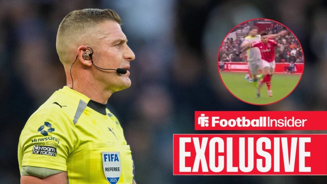 Rob Jones refereeing, Ruben Dias' foul on Igor Jesus in a circular inset