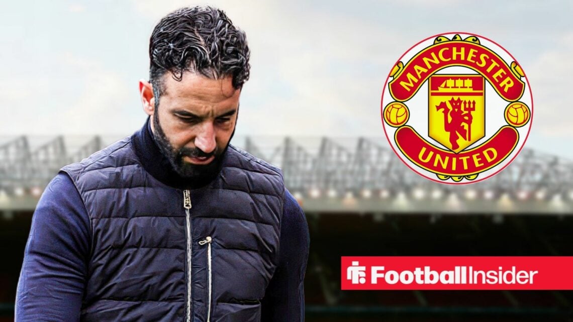 Ruben Amorim at Old Trafford, Man United badge