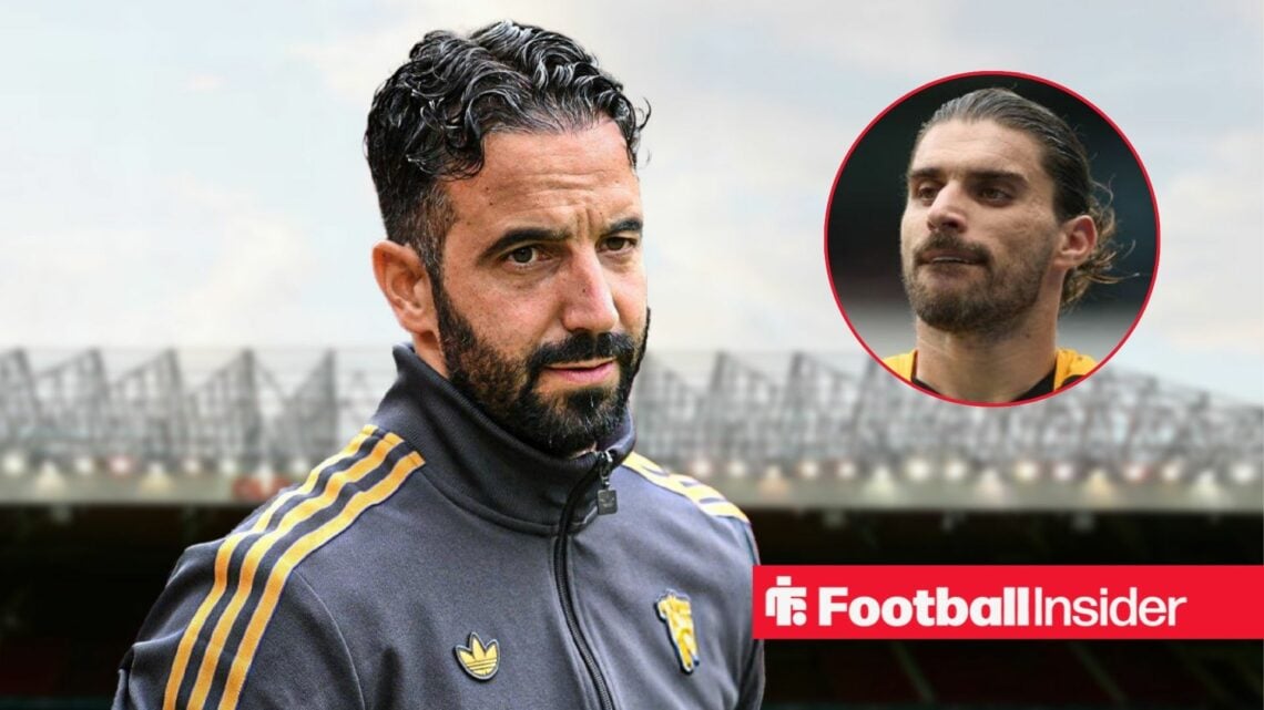 Ruben Amorim at Old Trafford with Ruben Neves included in a circular inset