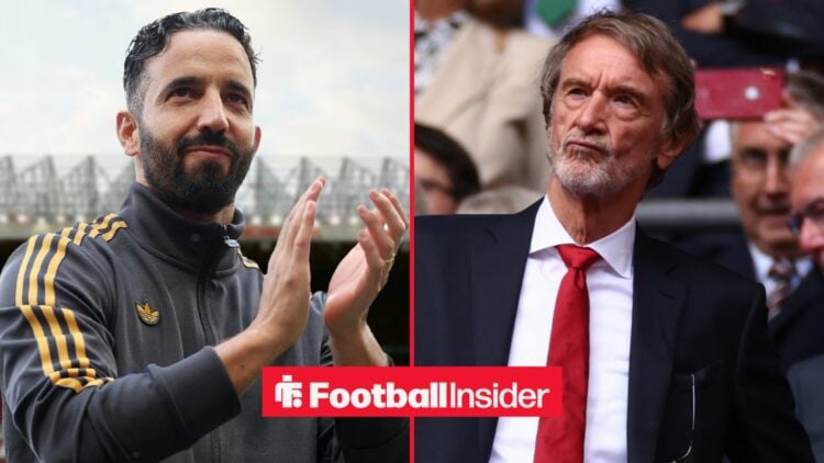 Ruben Amorim clapping alongside Sir Jim Ratcliffe looking unimpressed