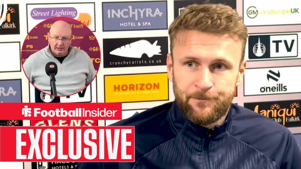 Scott Bain in a press conference, John McGlynn in a circular inset