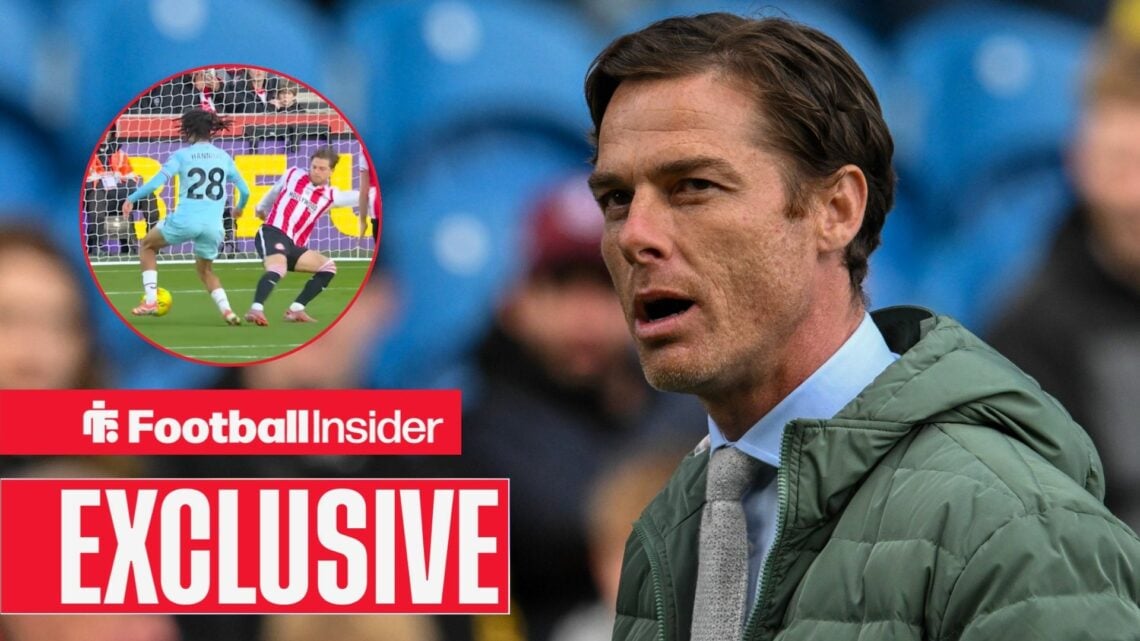 Scott Parker on the sidelines, Hannibal Mejbri diving in a circular inset